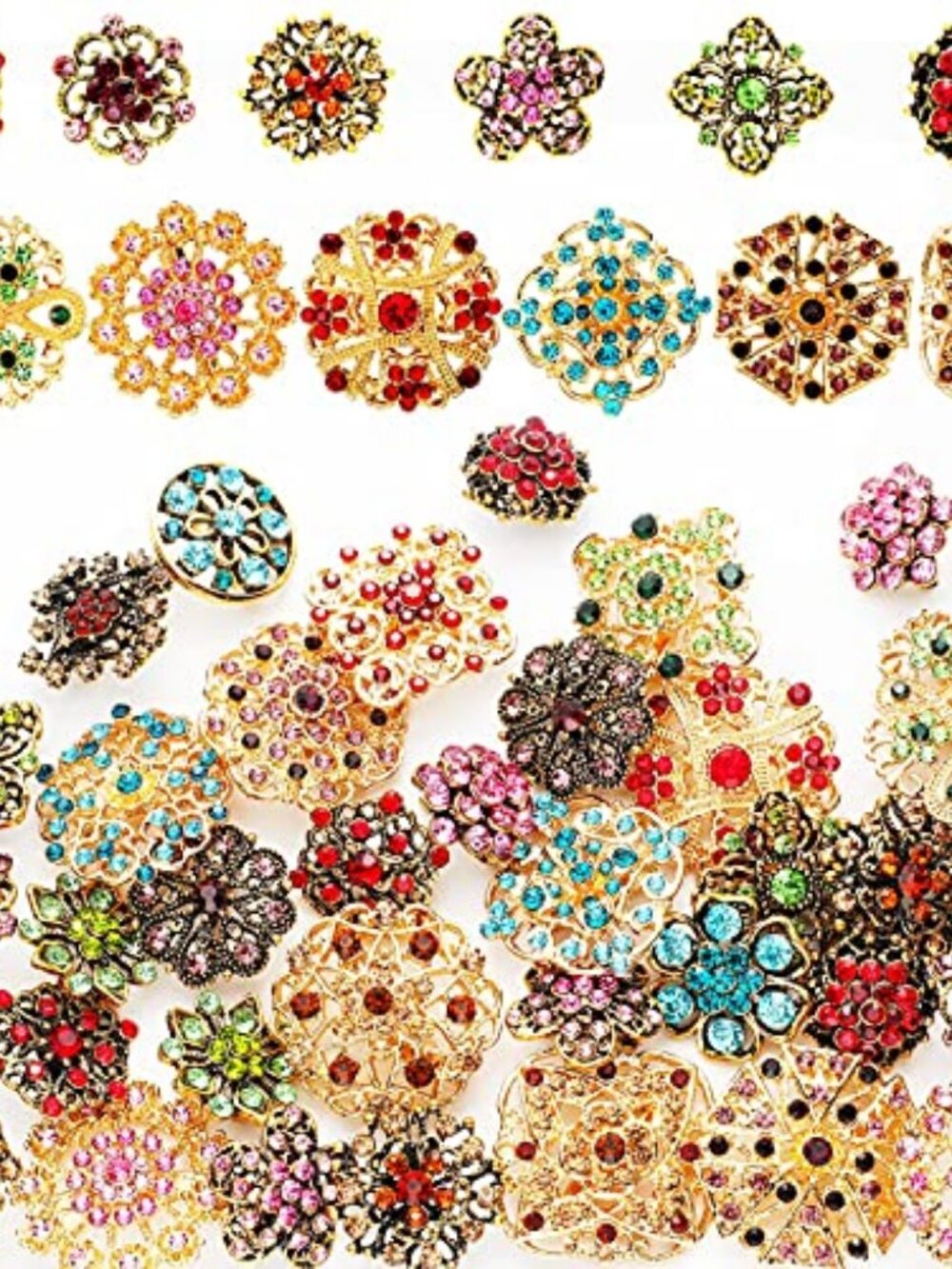 36 Pcs Rhinestone Brooches Bulk Vintage Women Brooch Pins for Crafts